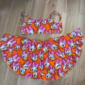 NWOT BOUTIQUE WILD RICH KIDS WRK DISNEY DAISY DUCK COTTON TWO PIECE SIZE 4